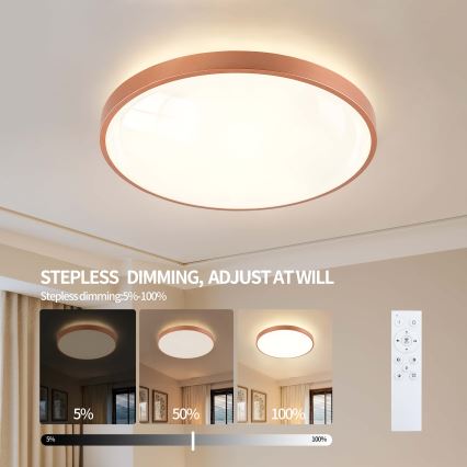 BRILAGI - LED stmieva­teľné stropné svietidlo GLASS POOL DOUBLE LED/80W/230V priemer 60 cm medená + diaľkové ovládanie