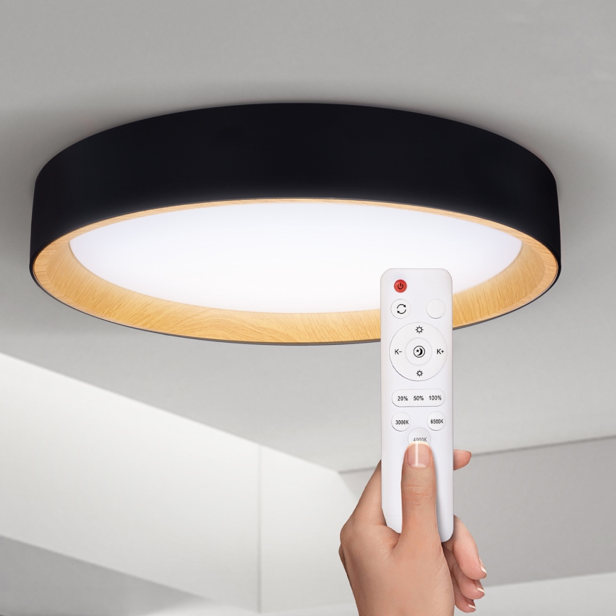 Brilagi - LED Stmievateľné stropné svietidlo LARIOS LED/60W/230V 3000-6500K ø 49 cm čierna + diaľkové ovládanie
