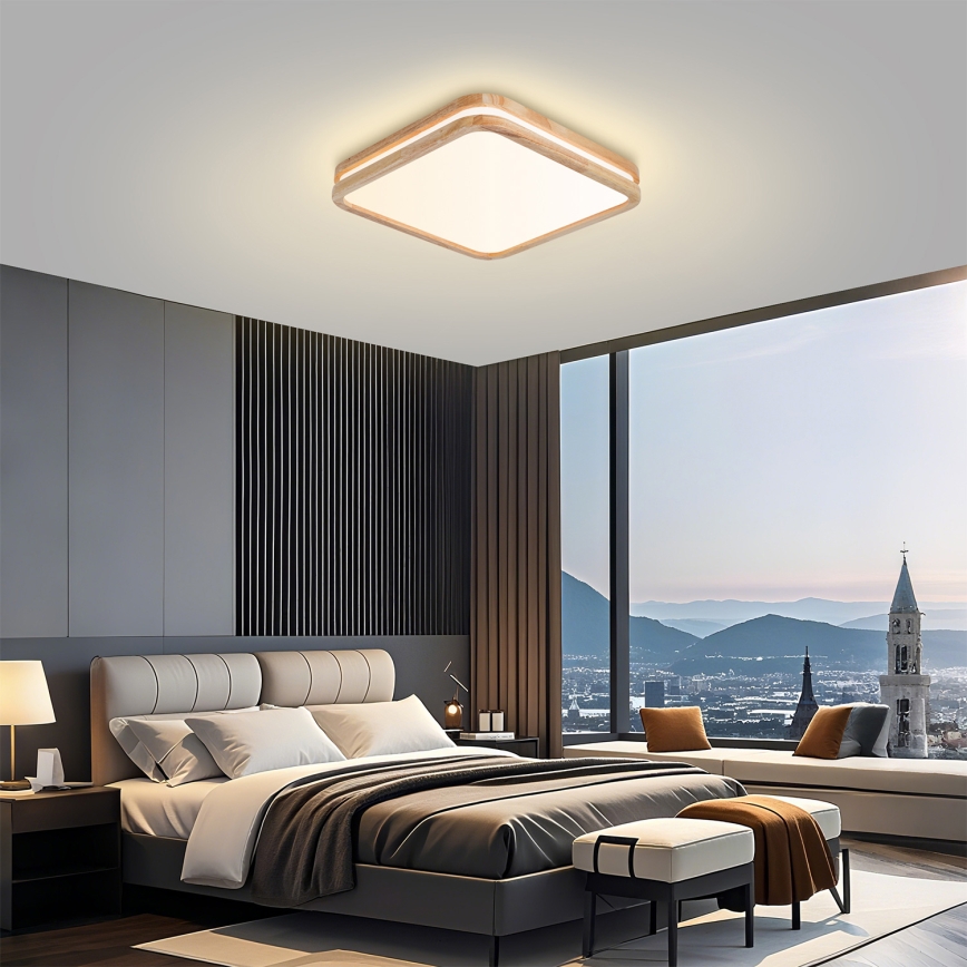 BRILAGI - LED stmievateľné stropné svietidlo MOLINA SQUARE LED/48W/230V 3000-6000K dub 40x40 cm + diaľkové ovládanie
