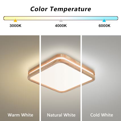 BRILAGI - LED stmievateľné stropné svietidlo MOLINA SQUARE LED/48W/230V 3000-6000K dub 40x40 cm + diaľkové ovládanie