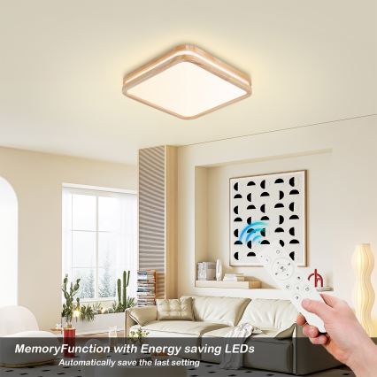 BRILAGI - LED stmievateľné stropné svietidlo MOLINA SQUARE LED/48W/230V 3000-6000K dub 40x40 cm + diaľkové ovládanie
