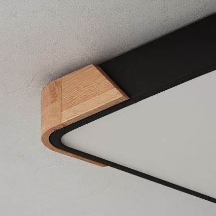 Brilagi - stmievateľné LED stropné svietidlo PILANA LED/48W/230V 3000-6500K dub/čierna 42x42 cm + diaľkové ovládanie