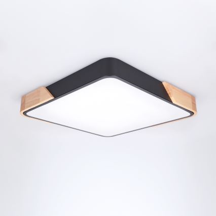Brilagi - stmievateľné LED stropné svietidlo PILANA LED/48W/230V 3000-6500K dub/čierna 42x42 cm + diaľkové ovládanie