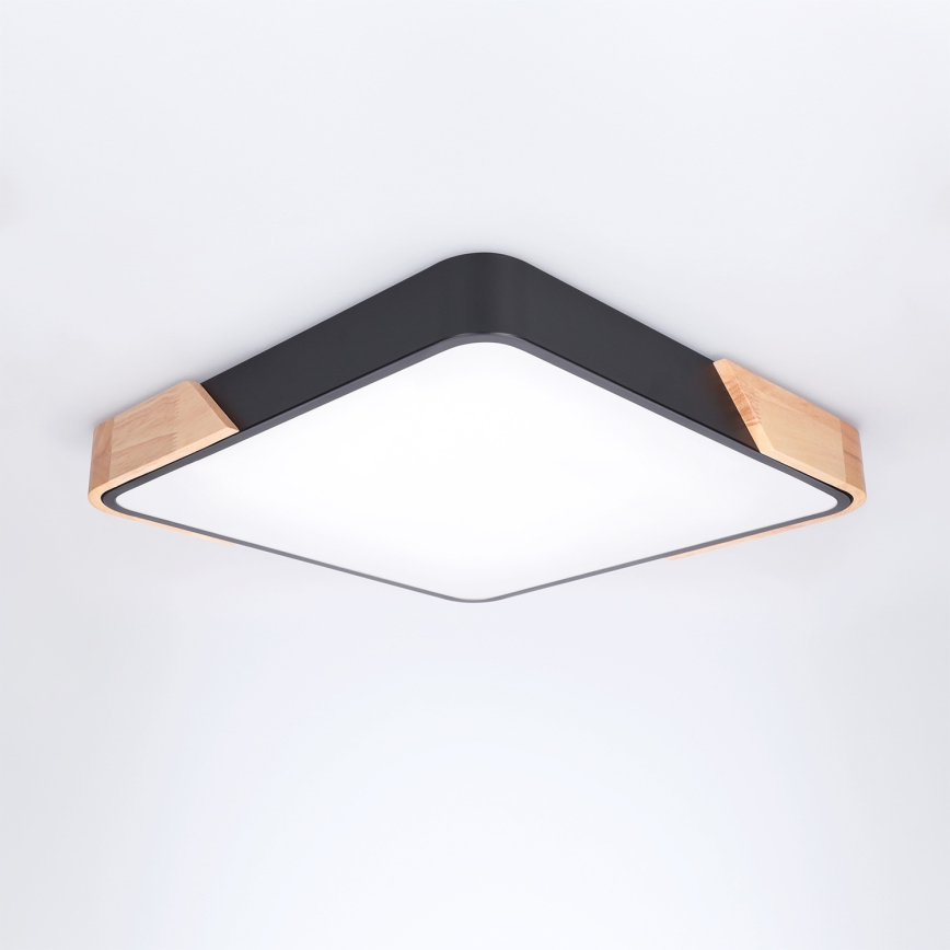 Brilagi - stmievateľné LED stropné svietidlo PILANA LED/48W/230V 3000-6500K dub/čierna 42x42 cm + diaľkové ovládanie