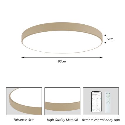 Brilagi - LED stmievateľné stropné svietidlo POOL SMART LED/100W/230V 3000-6000K 80 cm béžové Wi‑Fi Tuya + diaľkové ovládanie