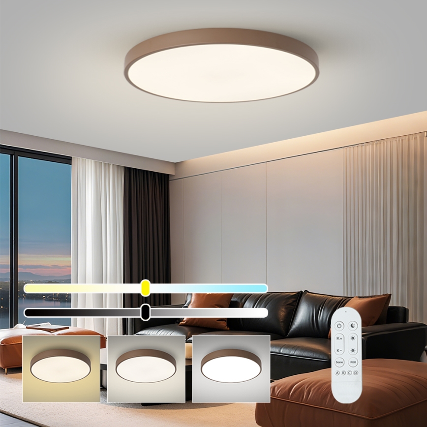 Brilagi - LED stmievateľné svietidlo POOL SMART LED/100W/230V priemer 80 cm Wi-Fi Tuya + diaľkové ovládanie hnedá