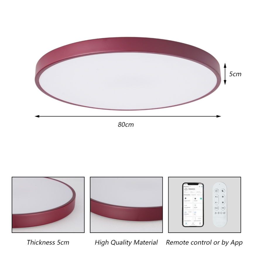 Brilagi - Stmievateľné LED svietidlo POOL SMART LED/100W/230V priemer 80 cm 3000-6000K Wi-Fi Tuya + diaľkové ovládanie bordové