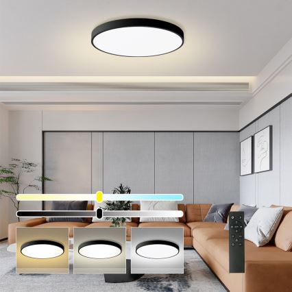 Brilagi - LED Stmievateľné stropné svietidlo POOL SMART LED/100W/230V 3000-6000K pr. 80 cm Wi-Fi Tuya čierna + diaľkové ovládanie