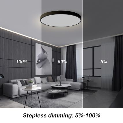Brilagi - LED Stmievateľné stropné svietidlo POOL SMART LED/100W/230V 3000-6000K pr. 80 cm Wi-Fi Tuya čierna + diaľkové ovládanie