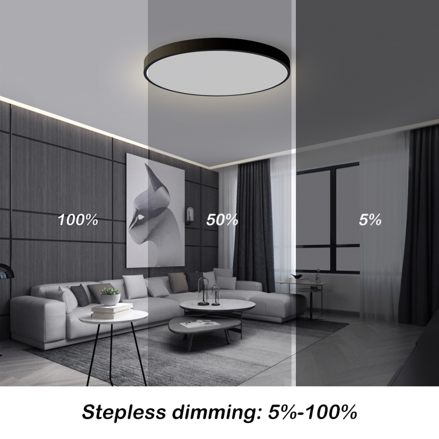 Brilagi - LED Stmievateľné stropné svietidlo POOL SMART LED/100W/230V 3000-6000K pr. 80 cm Wi-Fi Tuya čierna + diaľkové ovládanie