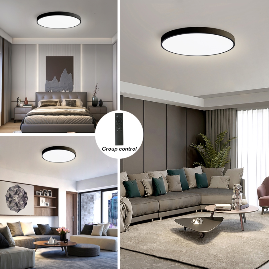 Brilagi - LED Stmievateľné stropné svietidlo POOL SMART LED/100W/230V 3000-6000K pr. 80 cm Wi-Fi Tuya čierna + diaľkové ovládanie
