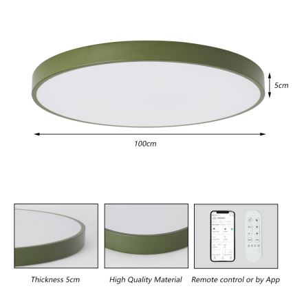 Brilagi - stmievateľné LED svietidlo POOL SMART LED/128 W/230 V Ø 100 cm Wi‑Fi Tuya + diaľkový ovládač, zelená