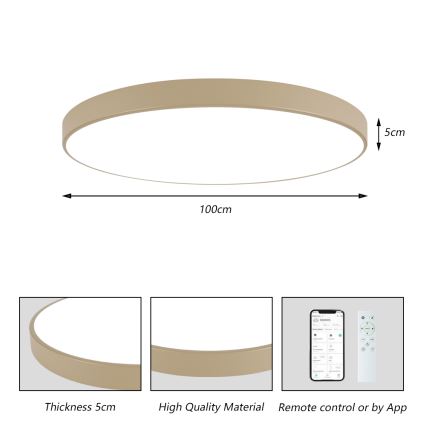 Brilagi - stmievateľné stropné LED svietidlo POOL SMART LED/128W/230V 3000-6000K 100 cm béžová Wi-Fi Tuya + diaľkové ovládanie