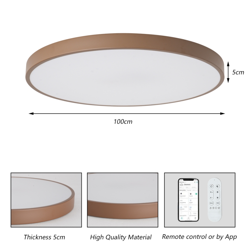 Brilagi - LED stmievateľné svietidlo POOL SMART LED/128W/230V priemer 100 cm Wi-Fi Tuya + diaľkové ovládanie hnedé