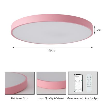 Brilagi - LED stmievateľné svietidlo POOL SMART LED/128W/230V pr. 100 cm Wi-Fi Tuya + diaľkové ovládanie ružové