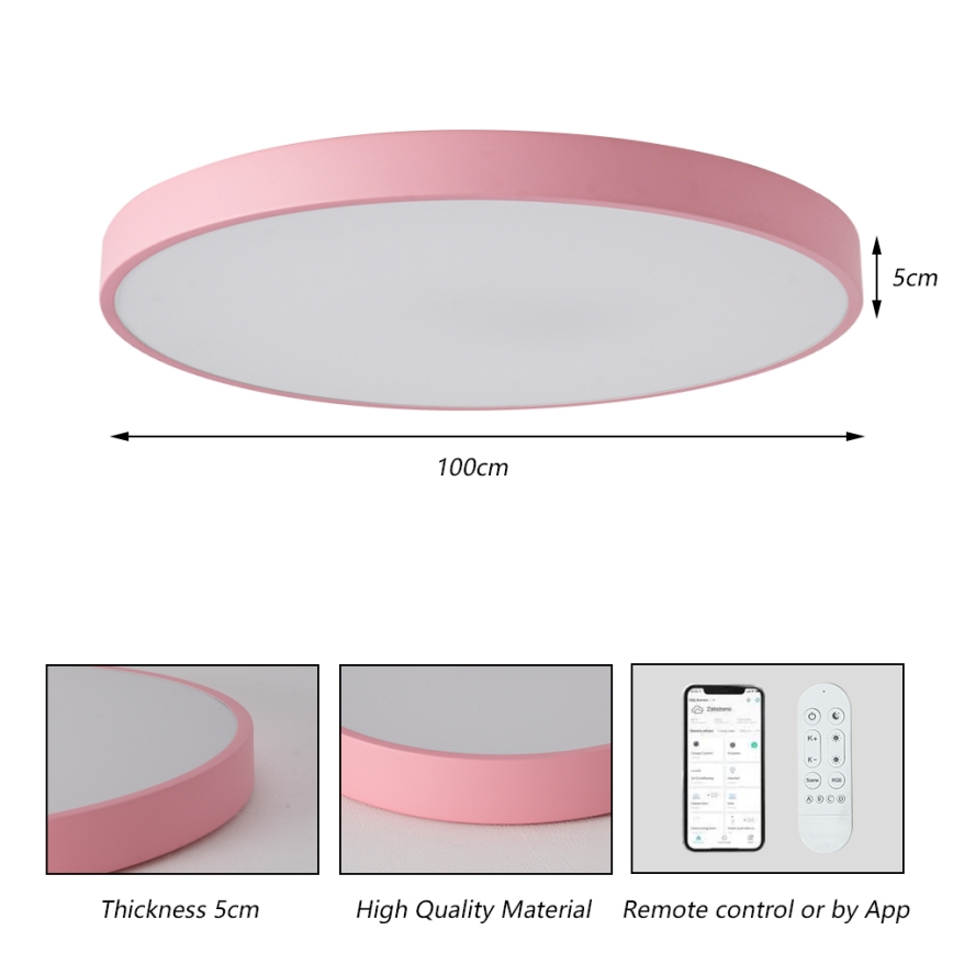 Brilagi - LED stmievateľné svietidlo POOL SMART LED/128W/230V pr. 100 cm Wi-Fi Tuya + diaľkové ovládanie ružové