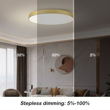 Brilagi - LED stmievaľné stropné svietidlo POOL SMART LED/128W/230V 3000-6000K 100 cm zlaté Wi-Fi Tuya + diaľkové ovládanie