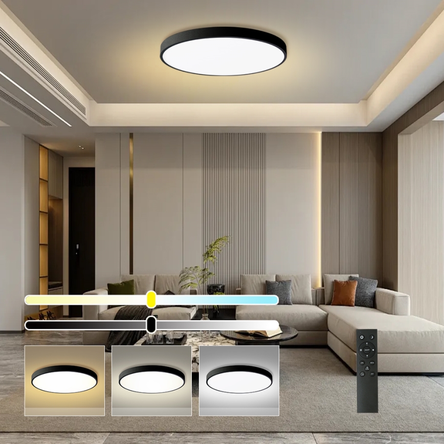 Brilagi - LED Stmievateľné stropné svietidlo POOL SMART LED/128W/230V 3000-6000K pr. 100 cm Wi-Fi Tuya čierna + diaľkové ovládanie