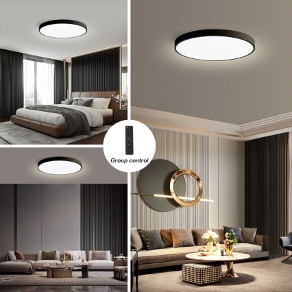 Brilagi - LED Stmievateľné stropné svietidlo POOL SMART LED/128W/230V 3000-6000K pr. 100 cm Wi-Fi Tuya čierna + diaľkové ovládanie