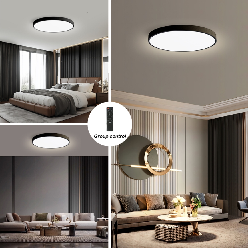 Brilagi - LED Stmievateľné stropné svietidlo POOL SMART LED/128W/230V 3000-6000K pr. 100 cm Wi-Fi Tuya čierna + diaľkové ovládanie