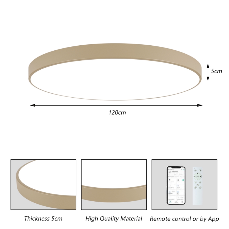 Brilagi - LED stmievateľné stropné svietidlo POOL SMART LED/180W/230V 3000-6000K 120 cm béžové Wi-Fi Tuya + diaľkové ovládanie