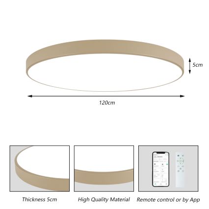 Brilagi - LED Stlmiteľné stropné svietidlo POOL SMART LED/180W/230V 3000-6000K 120 cm béžová Wi-Fi Tuya + diaľkové ovládanie
