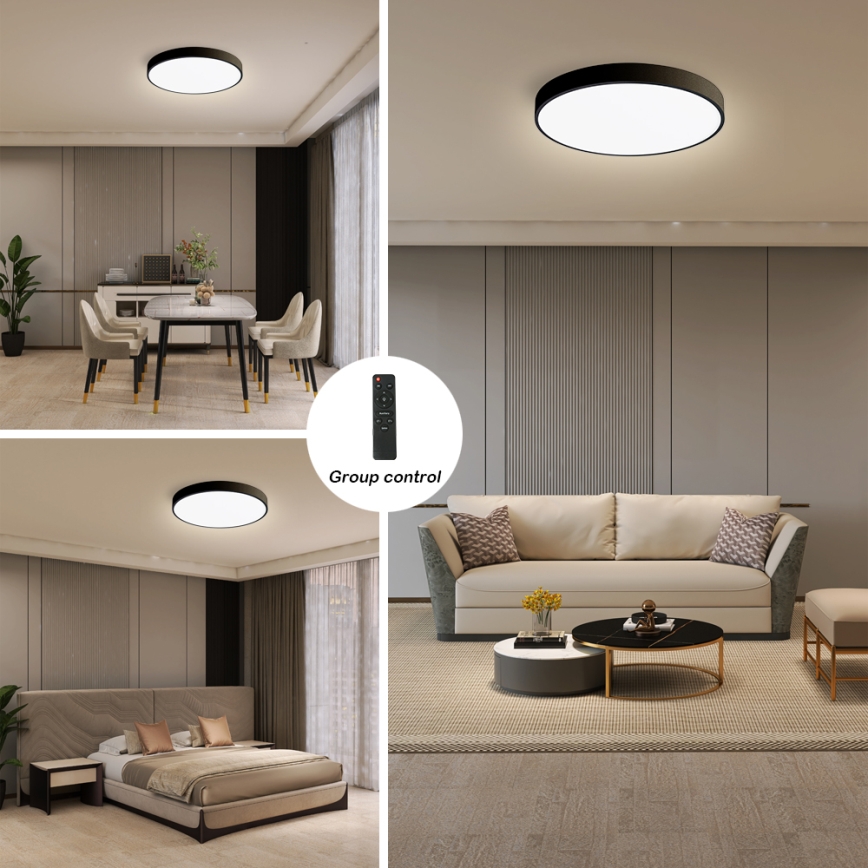 Brilagi - Stmievateľné LED stropné svietidlo POOL SMART LED/48W/230V 40 cm 3000-6000K Wi-Fi Tuya + diaľkové ovládanie čierna
