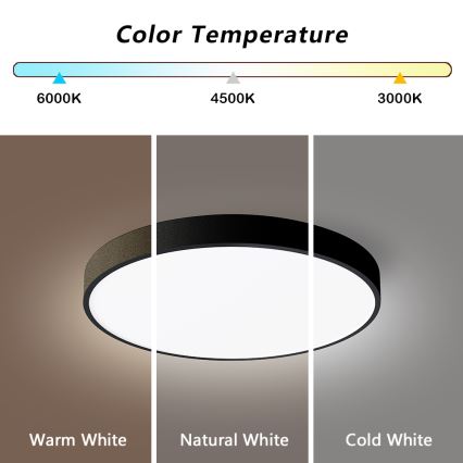 Brilagi - Stmievateľné LED stropné svietidlo POOL SMART LED/48W/230V 40 cm 3000-6000K Wi-Fi Tuya + diaľkové ovládanie čierna