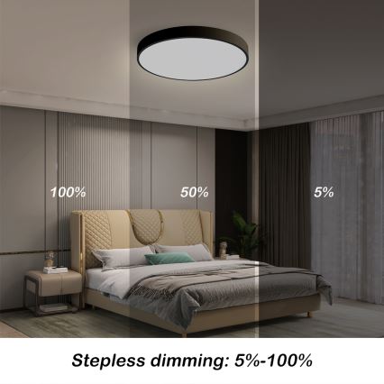 Brilagi - Stmievateľné LED stropné svietidlo POOL SMART LED/48W/230V 40 cm 3000-6000K Wi-Fi Tuya + diaľkové ovládanie čierna