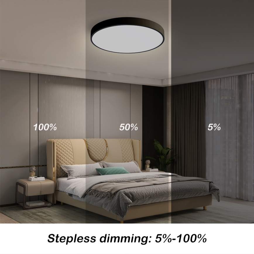 Brilagi - Stmievateľné LED stropné svietidlo POOL SMART LED/48W/230V 40 cm 3000-6000K Wi-Fi Tuya + diaľkové ovládanie čierna