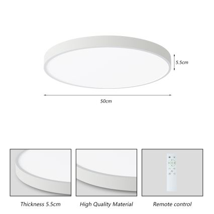 Brilagi - LED Stmievateľné stropné svietidlo POOL SMART LED/60W/230V 3000-6000K 50 cm + diaľkové ovládanie biela