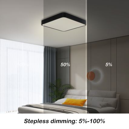Brilagi - LED Stmievateľné stropné svietidlo POOL SQUARE LED/36W/230V 3000-6000K 40x40 cm čierna + diaľkové ovládanie