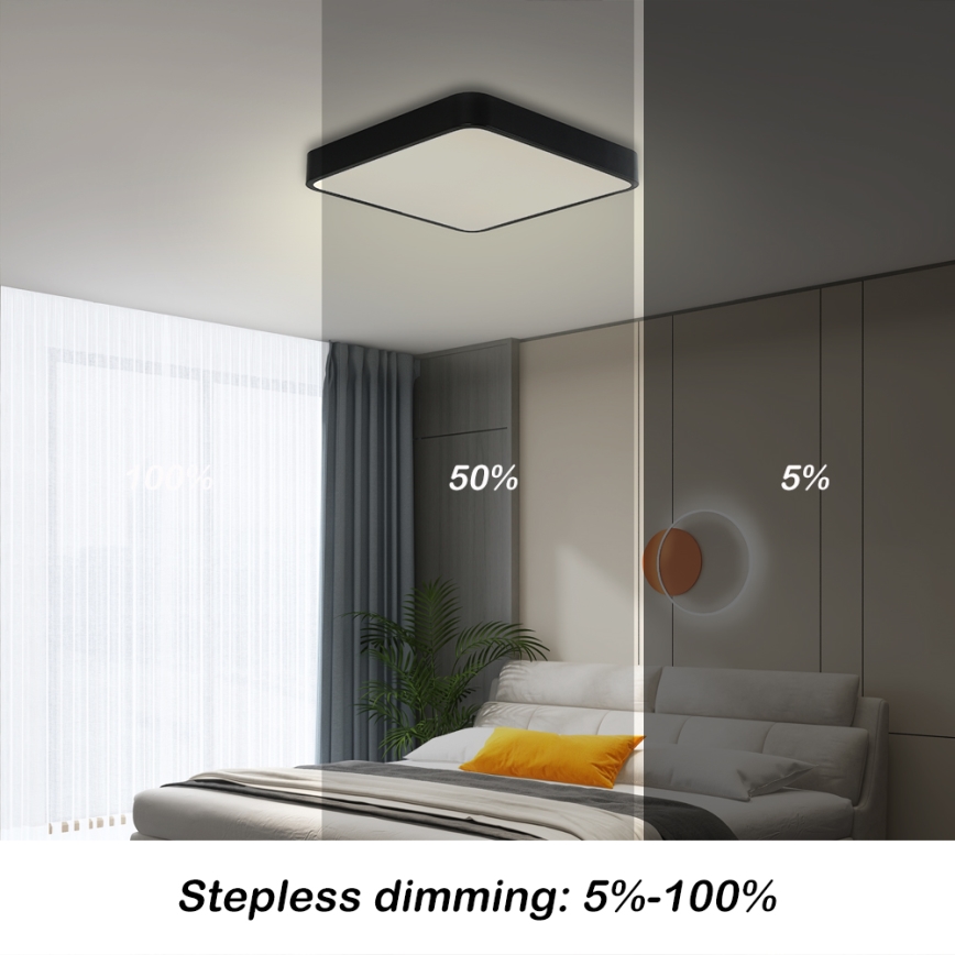 Brilagi - LED Stmievateľné stropné svietidlo POOL SQUARE LED/36W/230V 3000-6000K 40x40 cm čierna + diaľkové ovládanie