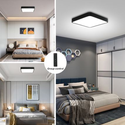 Brilagi - LED Stmievateľné stropné svietidlo POOL SQUARE LED/36W/230V 3000-6000K 40x40 cm čierna + diaľkové ovládanie