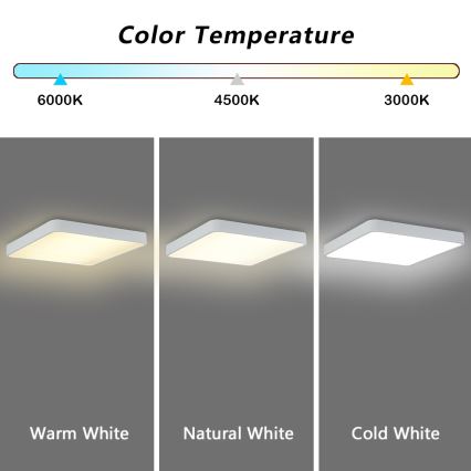 Brilagi - LED Stmievateľné stropné svietidlo POOL SQUARE LED/48W/230V 3000-6000K 50x50 cm biela + diaľkové ovládanie
