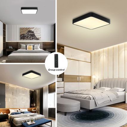 Brilagi - LED Stmievateľné stropné svietidlo POOL SQUARE LED/48W/230V 3000-6000K 50x50 cm čierna + diaľkové ovládanie