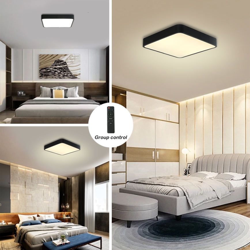 Brilagi - LED Stmievateľné stropné svietidlo POOL SQUARE LED/48W/230V 3000-6000K 50x50 cm čierna + diaľkové ovládanie