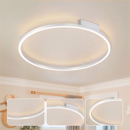 Brilagi - LED stmievateľné stropné svietidlo PORTOFINO LED/60W/230V 3000-6000 K priemer 80 cm strieborné + diaľkové ovládanie