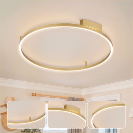 Brilagi - LED stmievané stropné svietidlo PORTOFINO LED/60W/230V 3000-6000K pr. 80 cm zlaté + diaľkové ovládanie