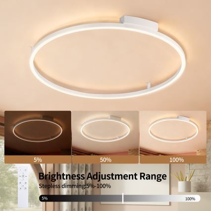 Brilagi - LED stmievateľné stropné svietidlo PORTOFINO LED/60W/230V 3000-6000K pr. 80 cm biela + diaľkové ovládanie