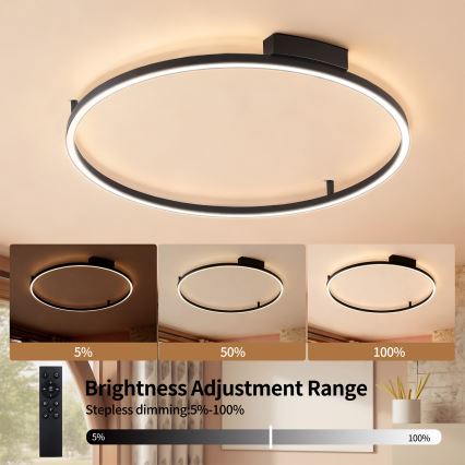 Brilagi - LED stmievateľné stropné svietidlo PORTOFINO LED/60W/230V 3000-6000K priemer 80 cm čierne + diaľkové ovládanie