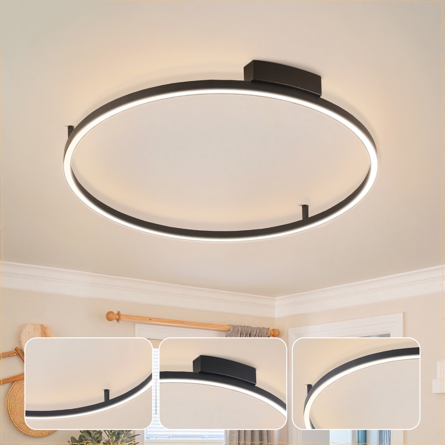 Brilagi - LED stmievateľné stropné svietidlo PORTOFINO LED/60W/230V 3000-6000K priemer 80 cm čierne + diaľkové ovládanie