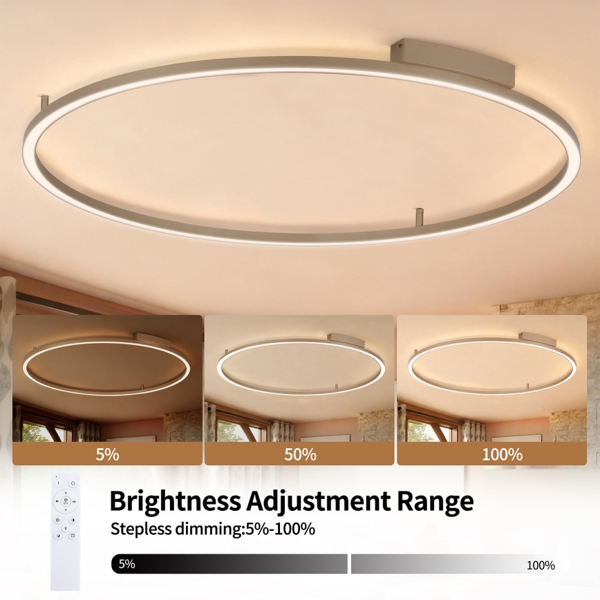 Brilagi - LED Stmievateľné stropné svietidlo PORTOFINO LED/85W/230V 3000-6000K pr. 120 cm béžová + diaľkové ovládanie