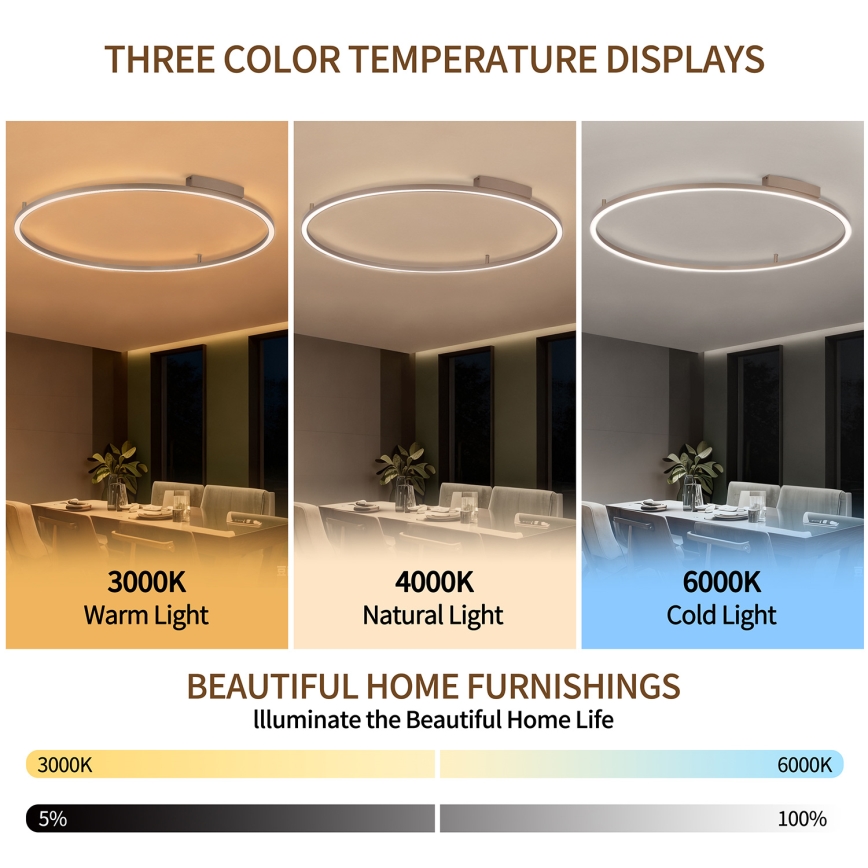 Brilagi - LED Stmievateľné stropné svietidlo PORTOFINO LED/85W/230V 3000-6000K pr. 120 cm béžová + diaľkové ovládanie