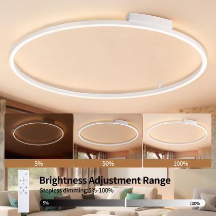 Brilagi - LED Stmievateľné stropné svietidlo PORTOFINO LED/85W/230V 3000-6000K pr. 120 cm biela + diaľkové ovládanie