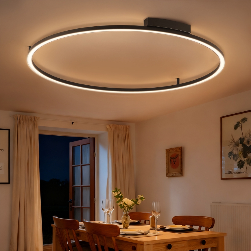 Brilagi - LED stmievateľné stropné svietidlo PORTOFINO LED/85W/230V 3000-6000K pr. 120 cm čierna + diaľkové ovládanie