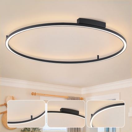 Brilagi - LED stmievateľné stropné svietidlo PORTOFINO LED/85W/230V 3000-6000K pr. 120 cm čierna + diaľkové ovládanie