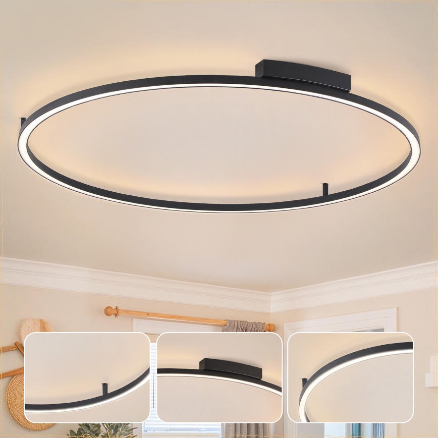 Brilagi - LED stmievateľné stropné svietidlo PORTOFINO LED/85W/230V 3000-6000K pr. 120 cm čierna + diaľkové ovládanie