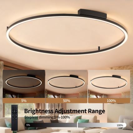 Brilagi - LED stmievateľné stropné svietidlo PORTOFINO LED/85W/230V 3000-6000K pr. 120 cm čierne + diaľkové ovládanie