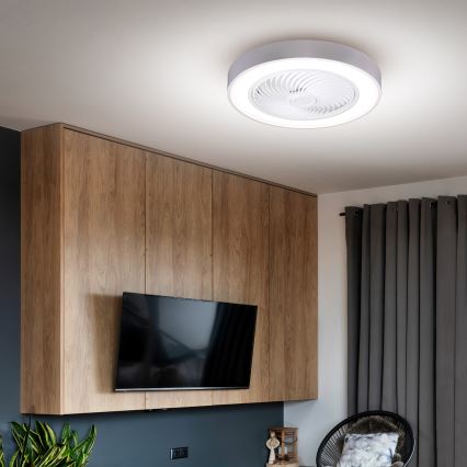Brilagi - LED stmievateľné stropné svietidlo s ventilátorom LED/30W/230V 3000-6500K pr. 50 cm biela + diaľkové ovládanie